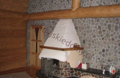 Wnętrza domów z bali - Kominki